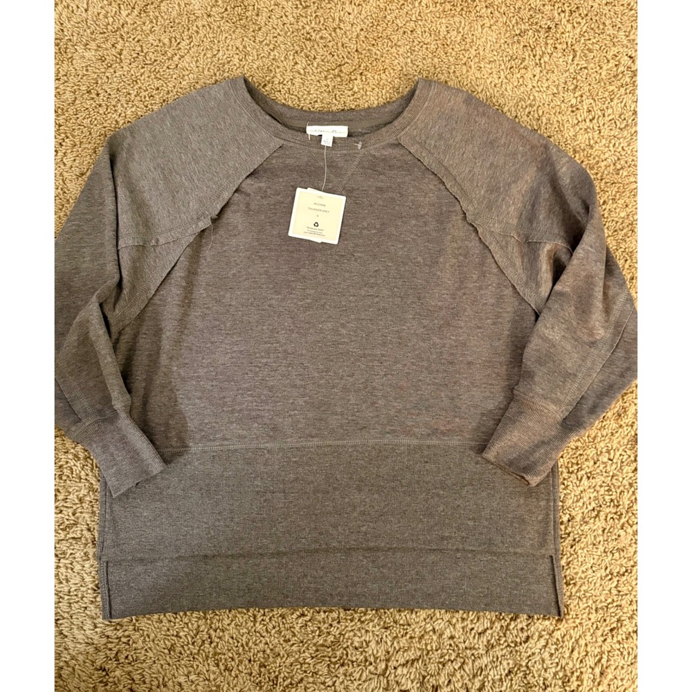 Hippie Rose Gray Crewneck Sweatshirt Small Raw Seam Raglan Sleeve Casual NWT